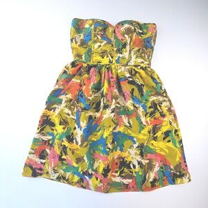 MM Couture by Miss Me Strapless Sweetheart Watercolor Abstract Dress MMCD1985 M